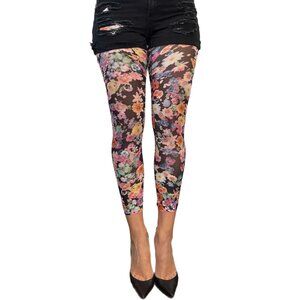 Floral Patterned Footless Tights Garden for Women